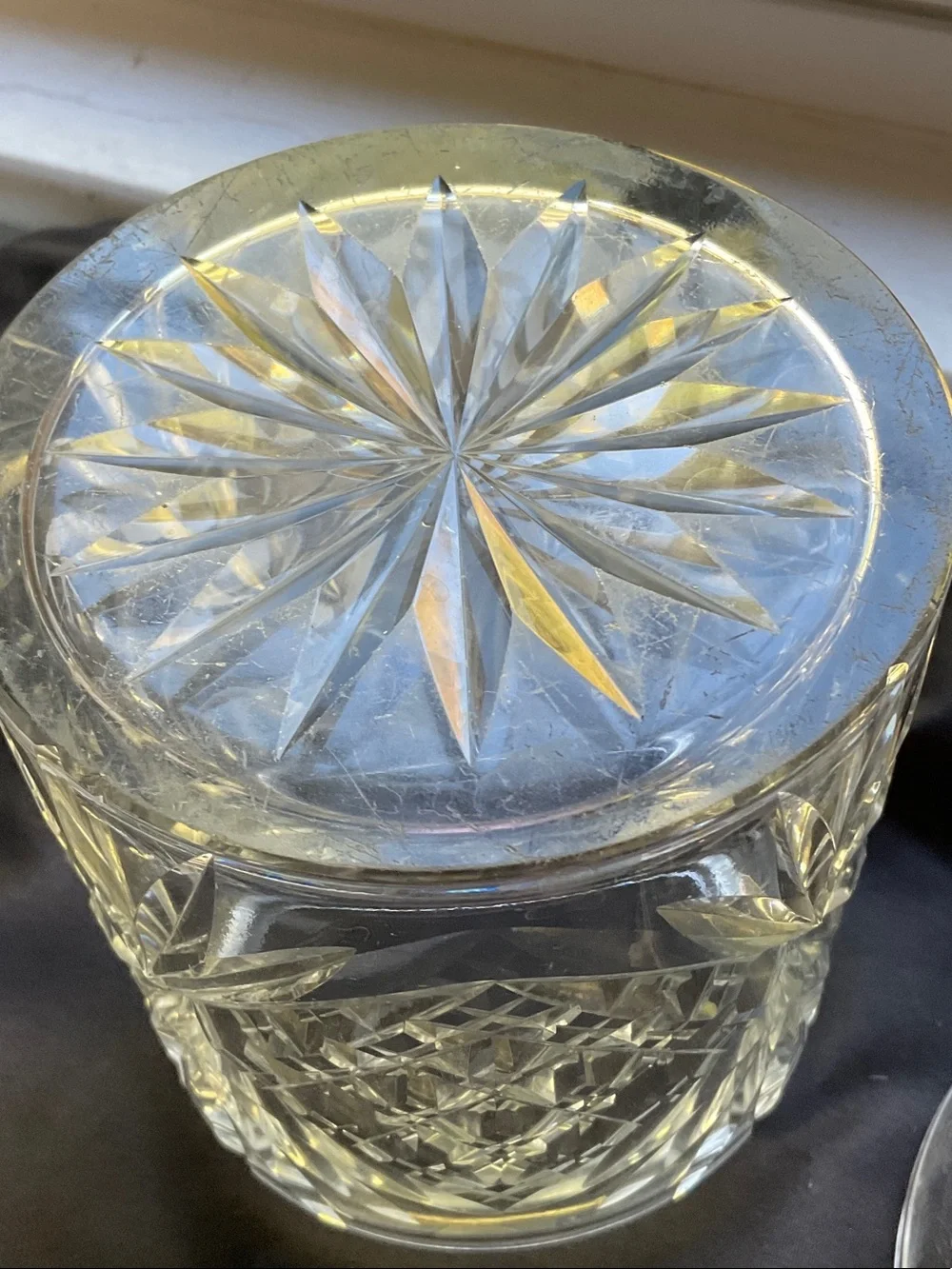 Clear Cut Glass Candy Dish and lid less Jar - Elegant Crystal-Style Home Dining